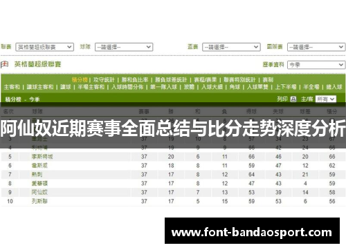 阿仙奴近期赛事全面总结与比分走势深度分析